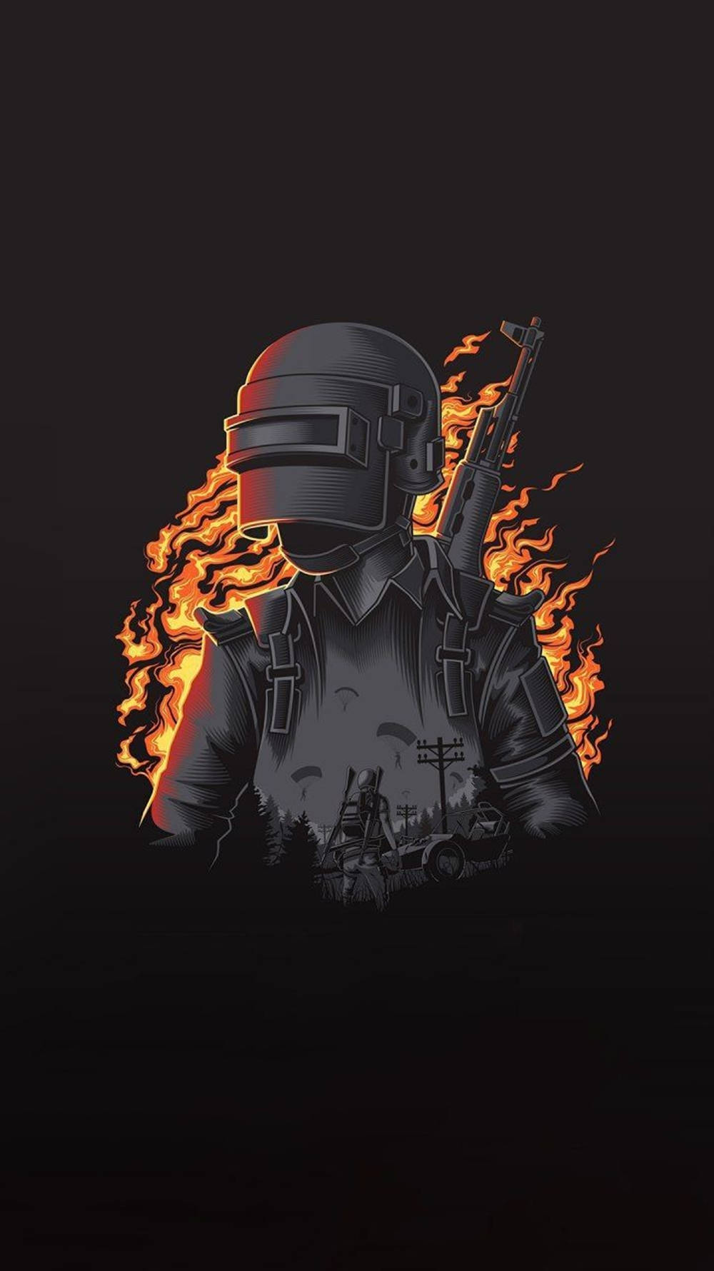 Iphone Gaming Fiery Pubg Character Background
