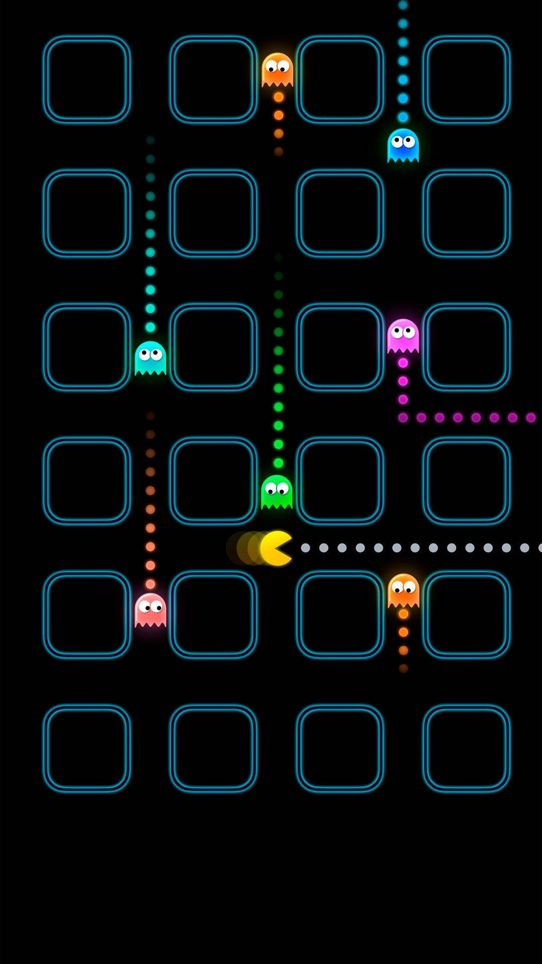 Iphone Gaming Pacman Eating Ghosts Background