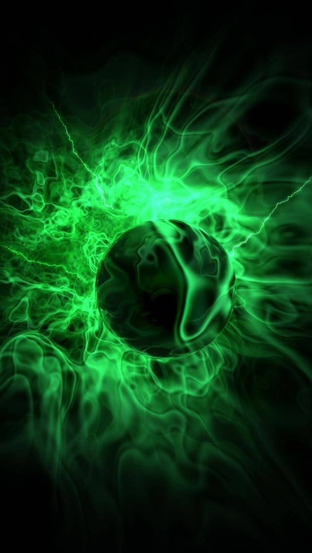 Iphone Green Orb Fire Background