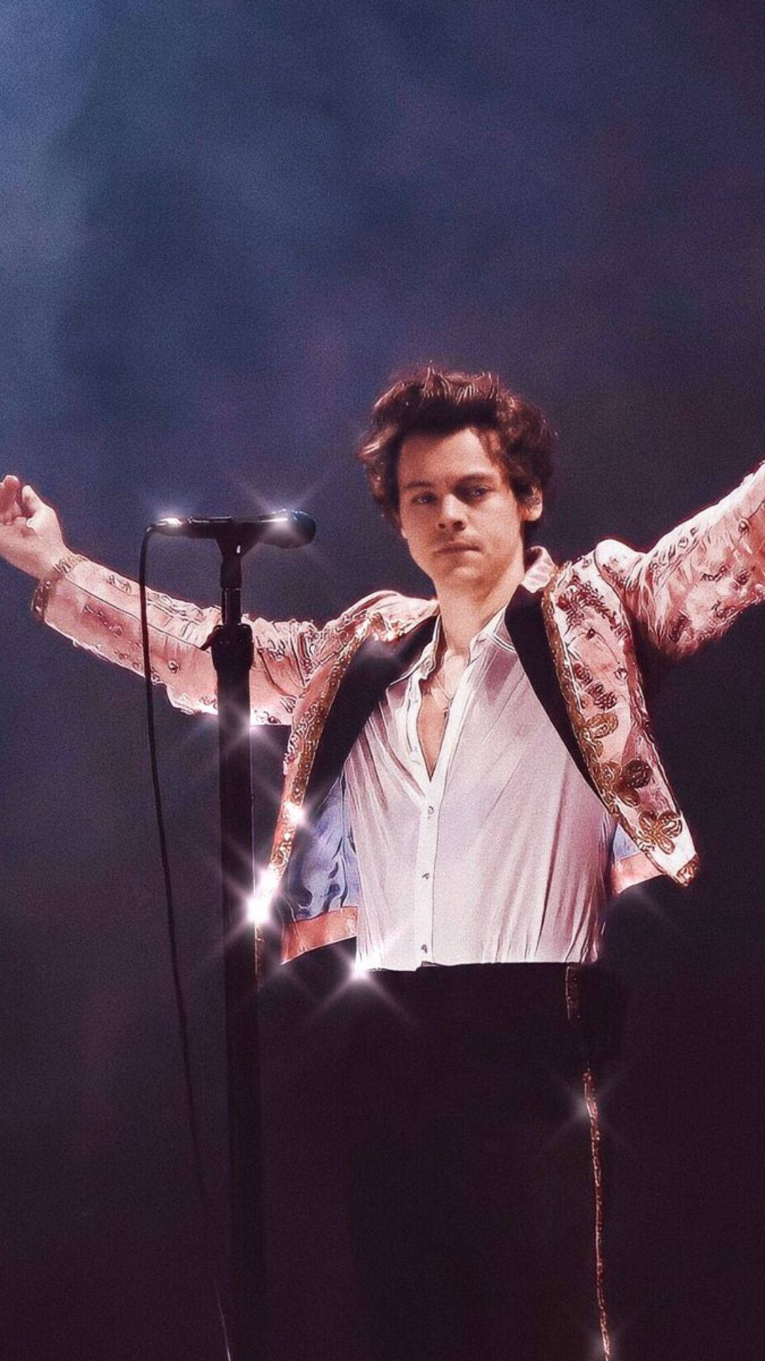 Iphone Harry Styles In A Shimmering Suit Background