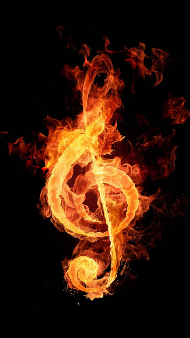 Iphone Music Note Fire Background