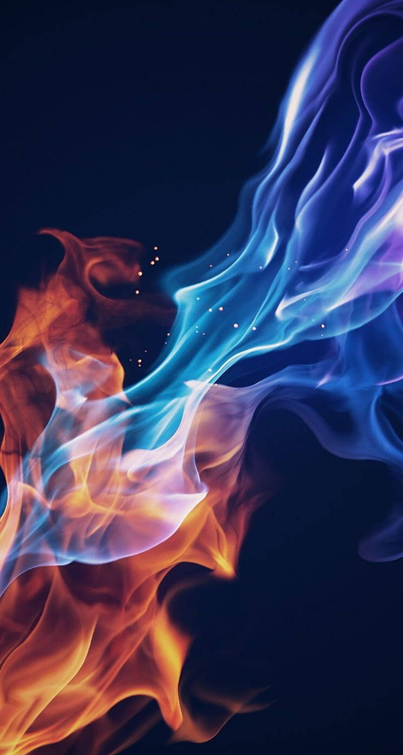 Iphone Orange Meets Blue Fire Background