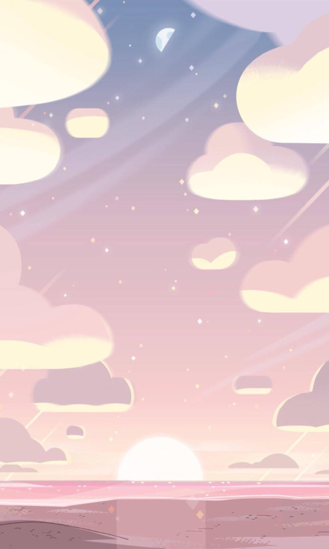 Iphone Pink Aesthetic Cartoon Sunset Background