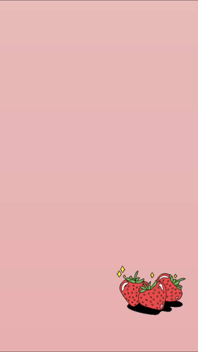 Iphone Pink Aesthetic Strawberries Background