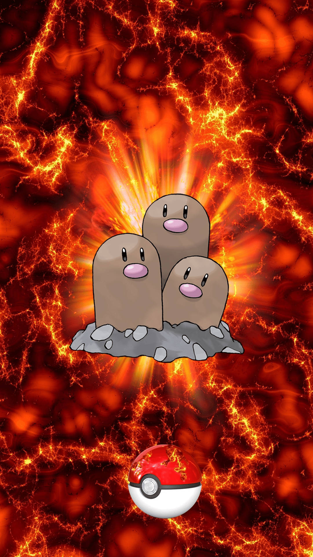 Iphone Pokemon Dugtrio Fiery Red Background