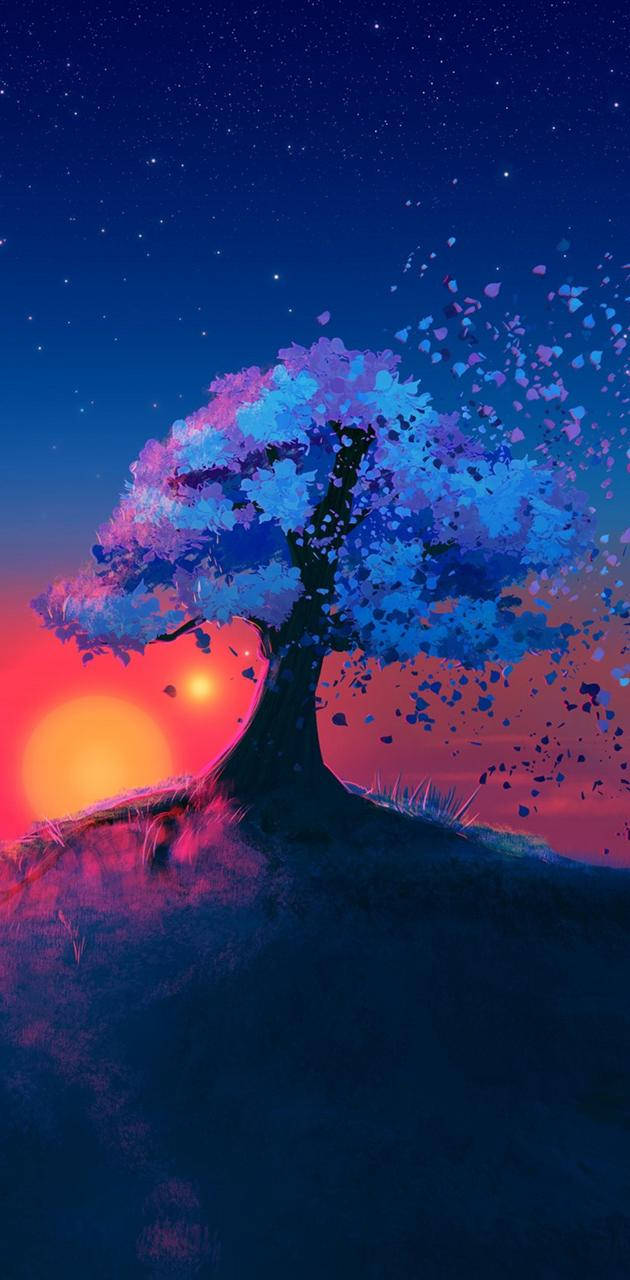 Iphone Stock Blue Tree Fantasy Art Background