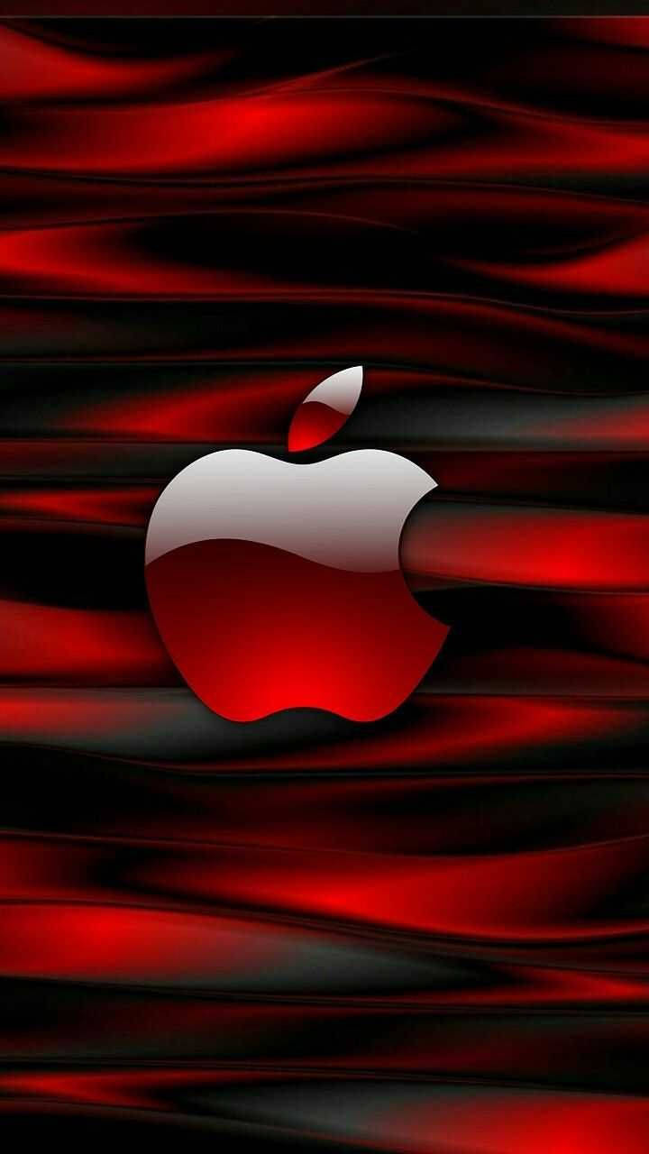 Iphone Stock Red And Black Apple Logo Background
