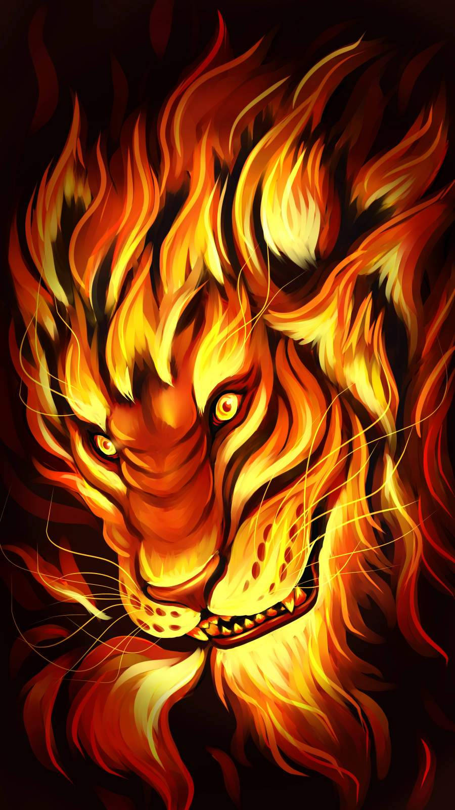 Iphone Tiger Fire Head Portrait Background