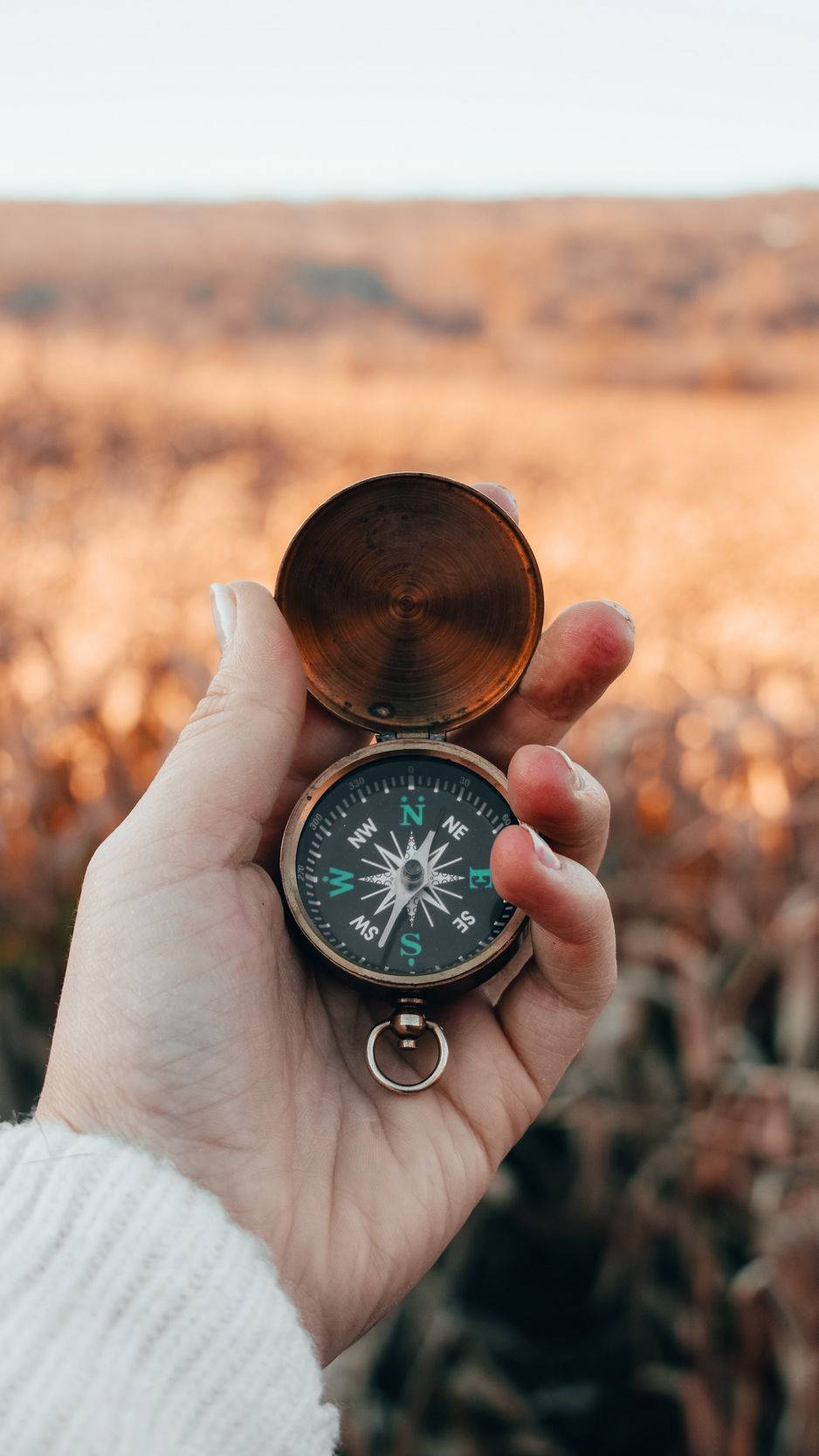 Iphone Travel Compass Bokeh Angle Shot Background