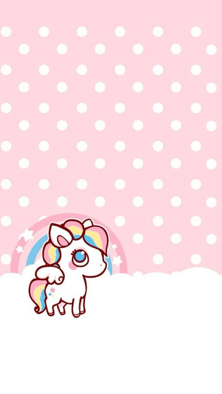 Iphone Unicorn Against Pink Polka Dots Background