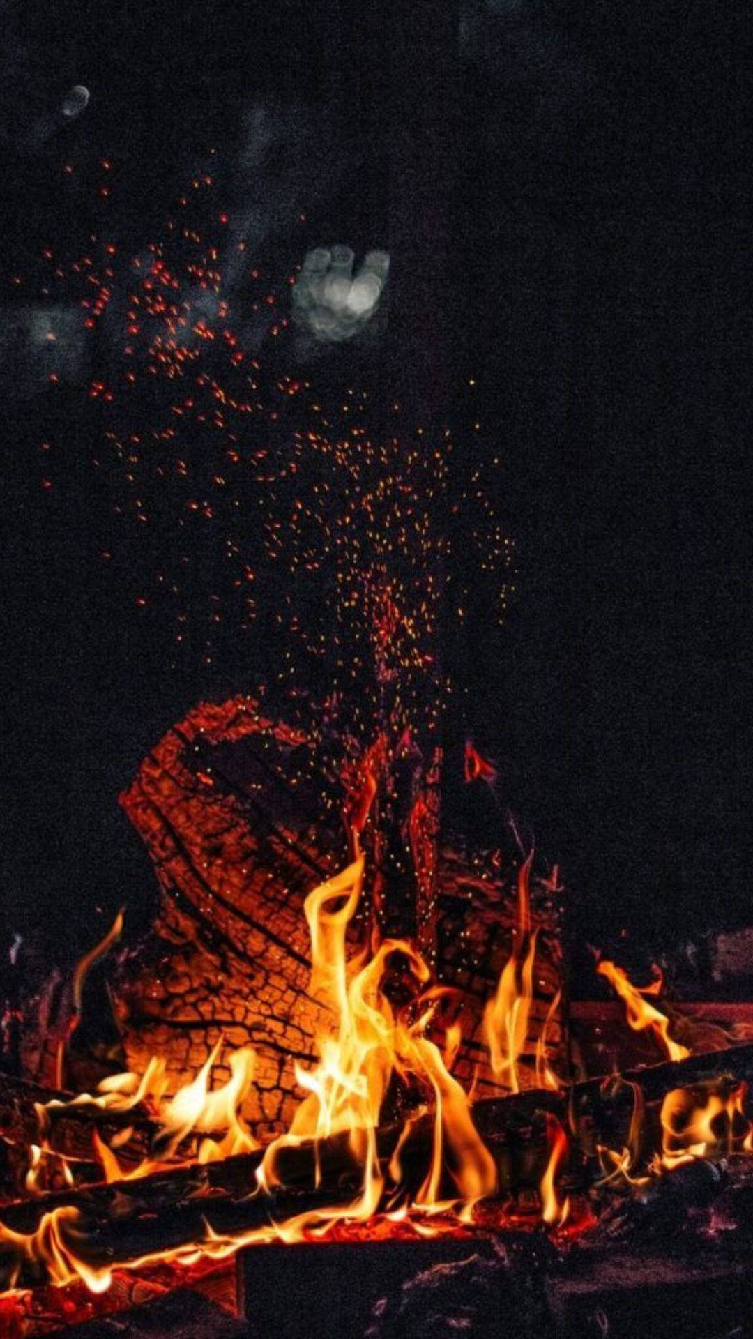 Iphone Wood Fire Vibes Background