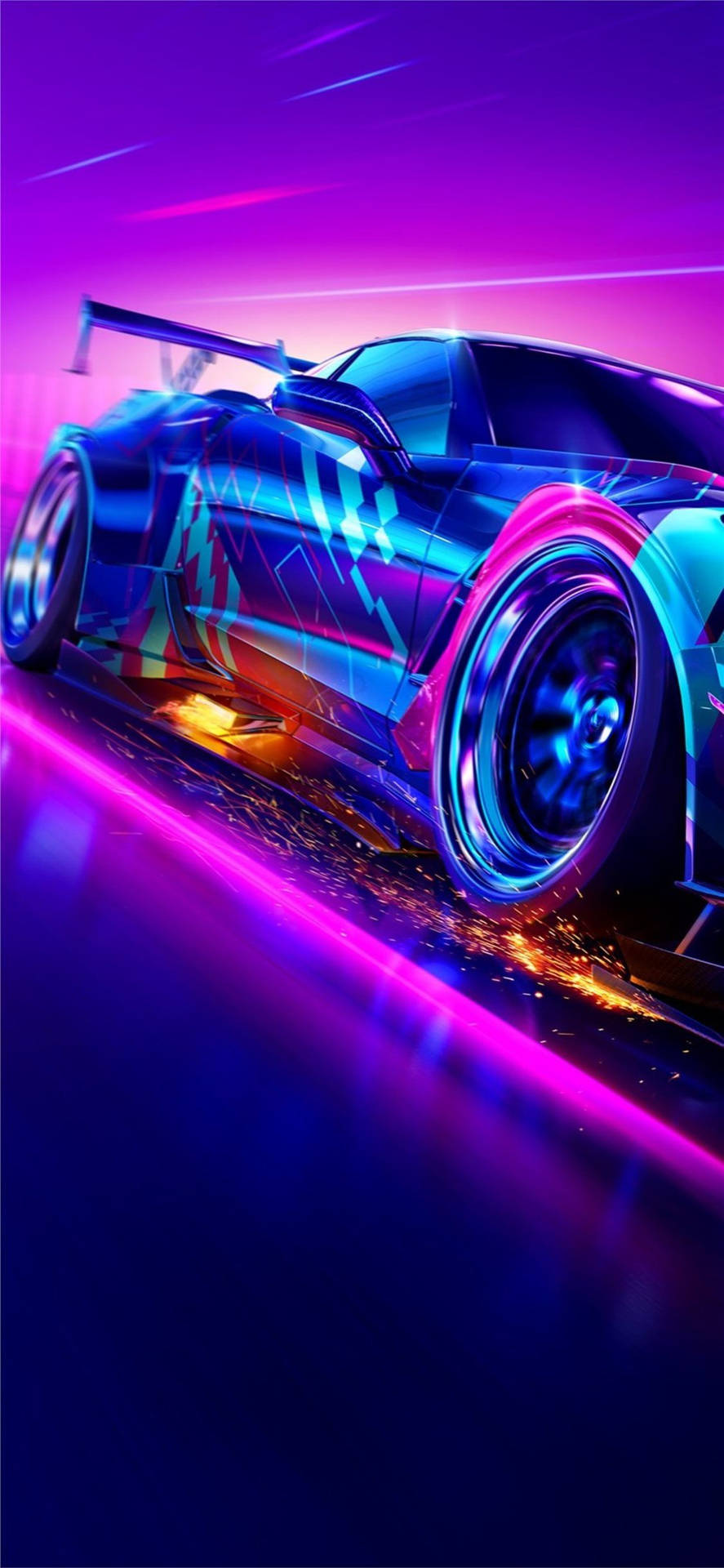 Iphone X Car Neon Chevrolet Corvette Background