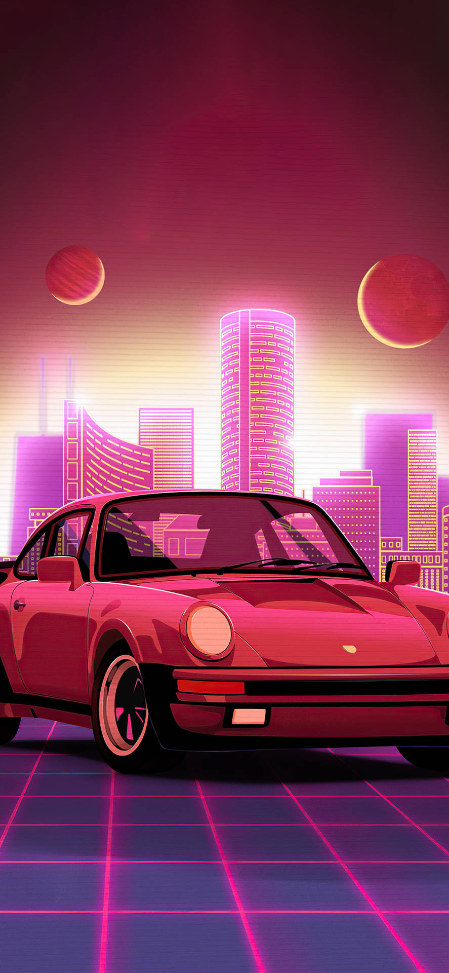 Iphone X Car Pink Vector Background
