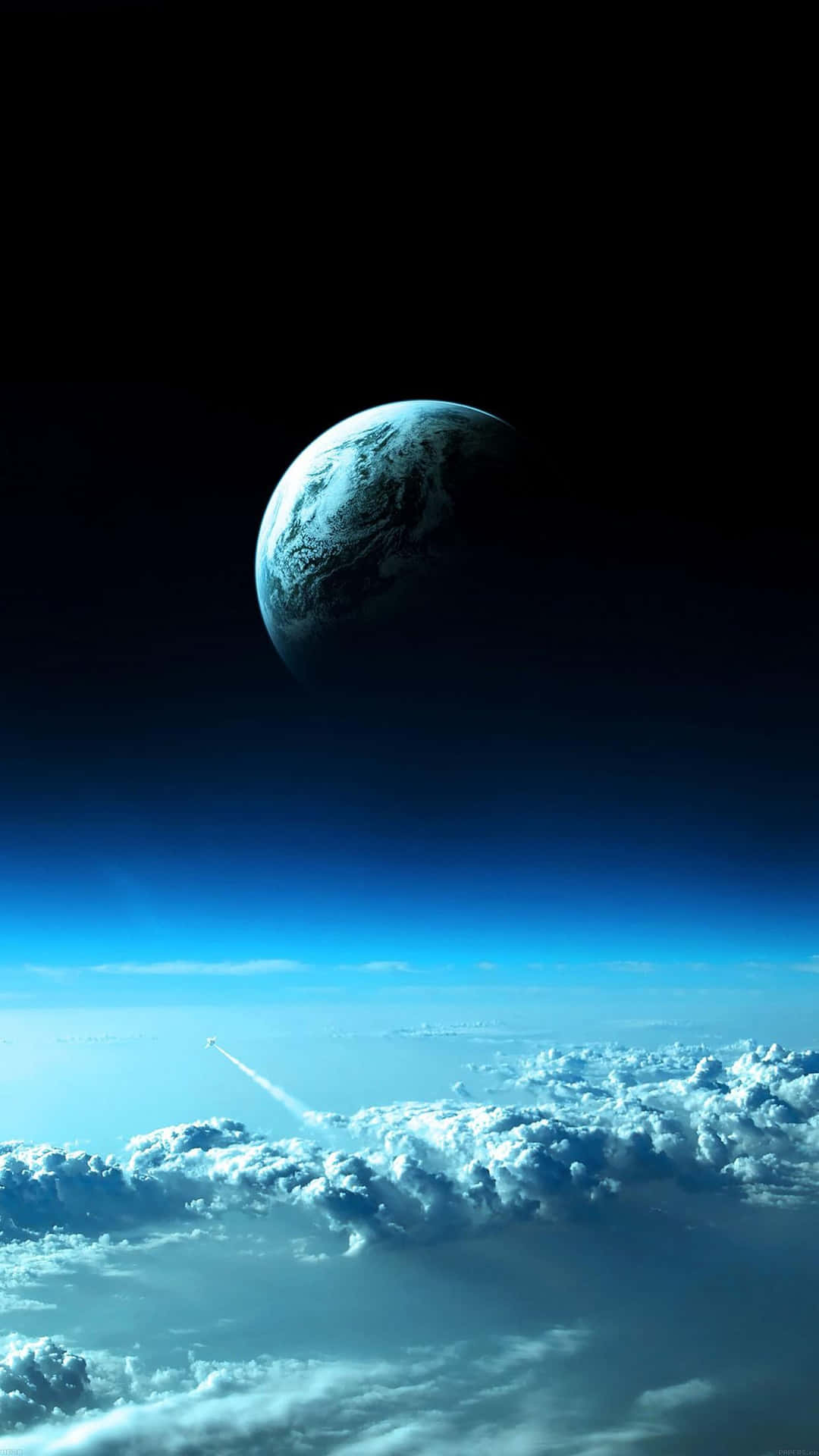 Iphone X Earth On Space Clouds Background