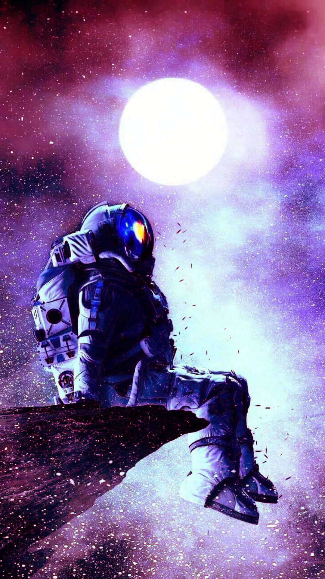 Iphone Xr Space Astronaut Sitting On Cliff Background