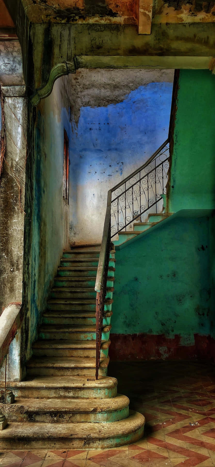 Iphones Xs Max Abandoned Home Stairs Background