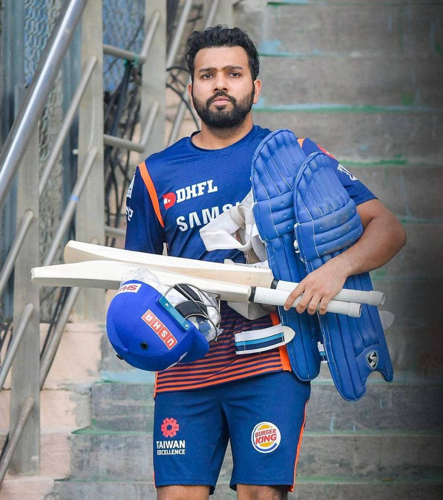 Ipl 2021 Rohit Sharma With Equipment Background