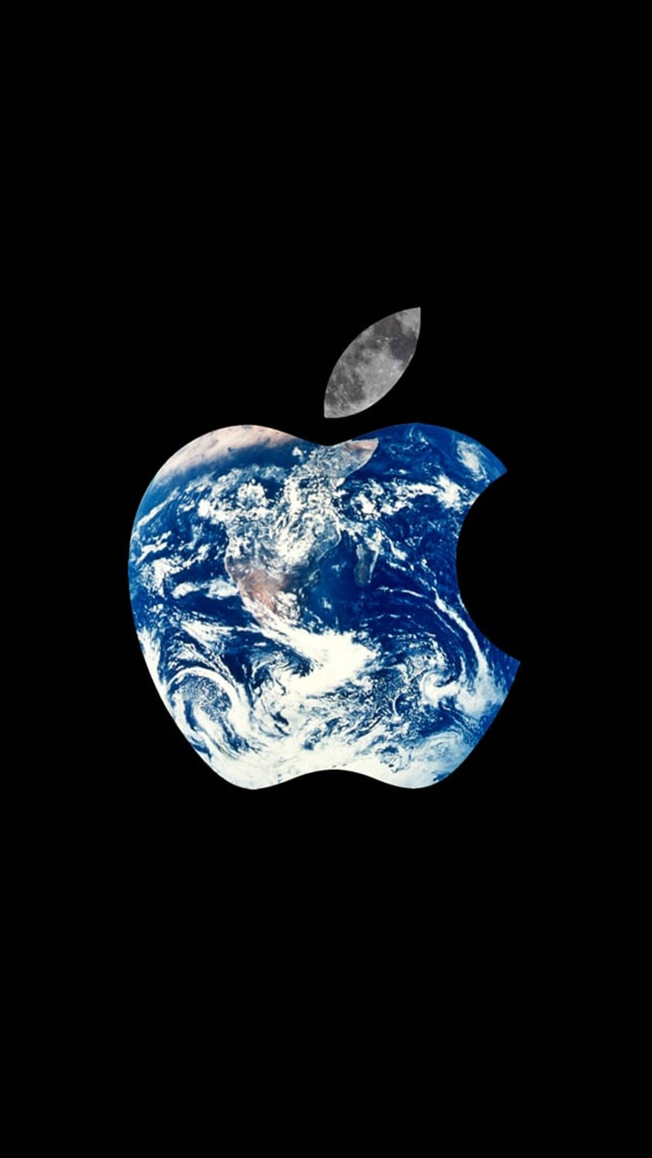 Ipod Touch Earth And Moon Inside Apple Logo Background