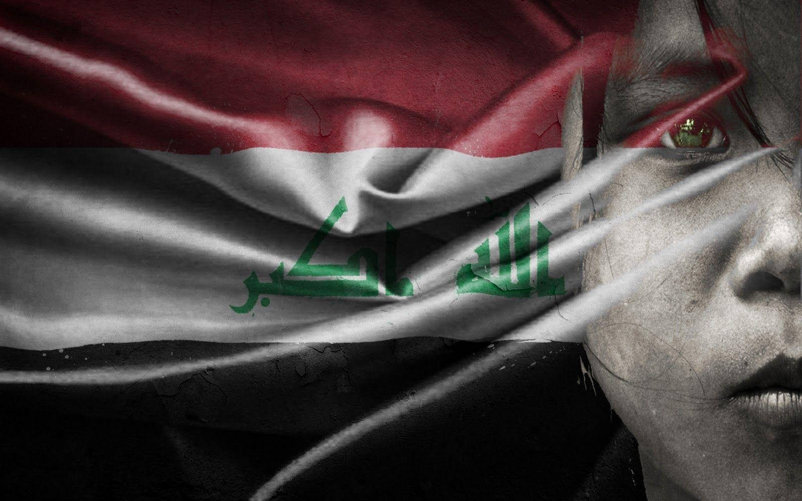 Iraq Flag Child Face Background