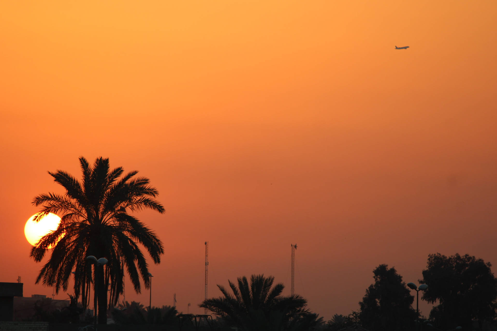 Iraq Sunset Sky Silhouette Background