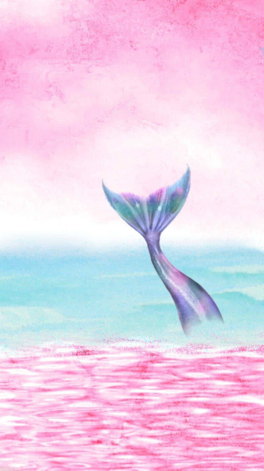 Iridescent Mermaid Tail Diving Background