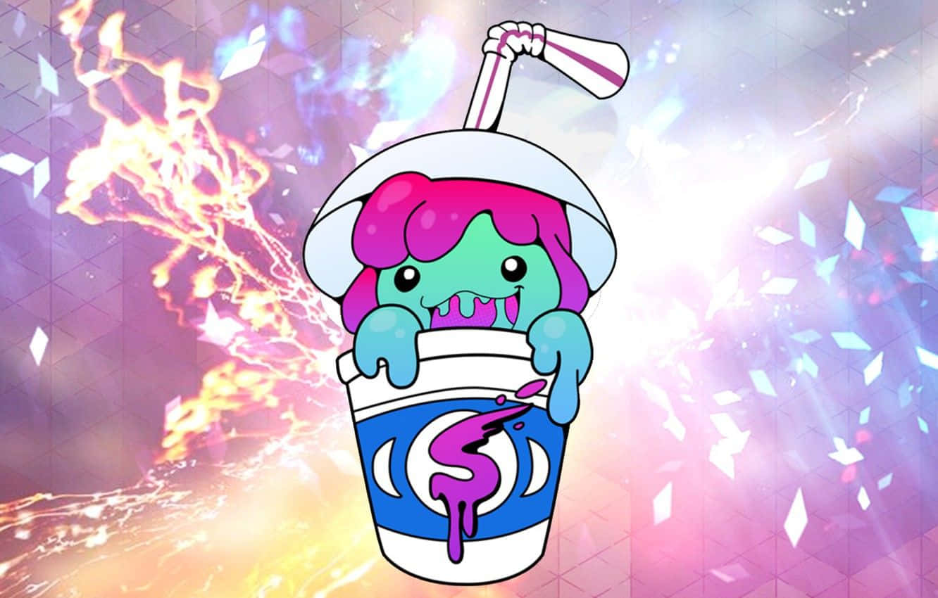 Iridescent Slushy Monster Cartoon Background