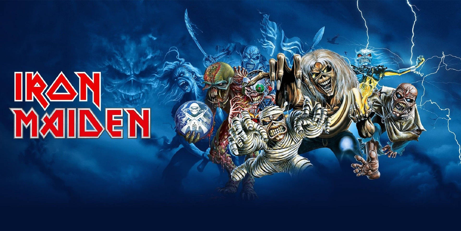 Iron Maiden Eddie Blue Artwork Background