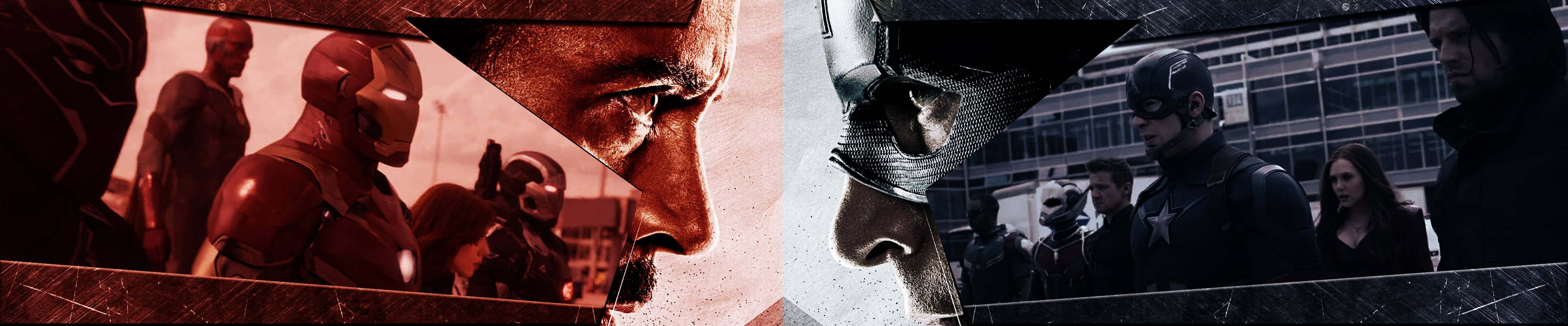 Iron Man And Captain America Dual Screen Face To Face Background