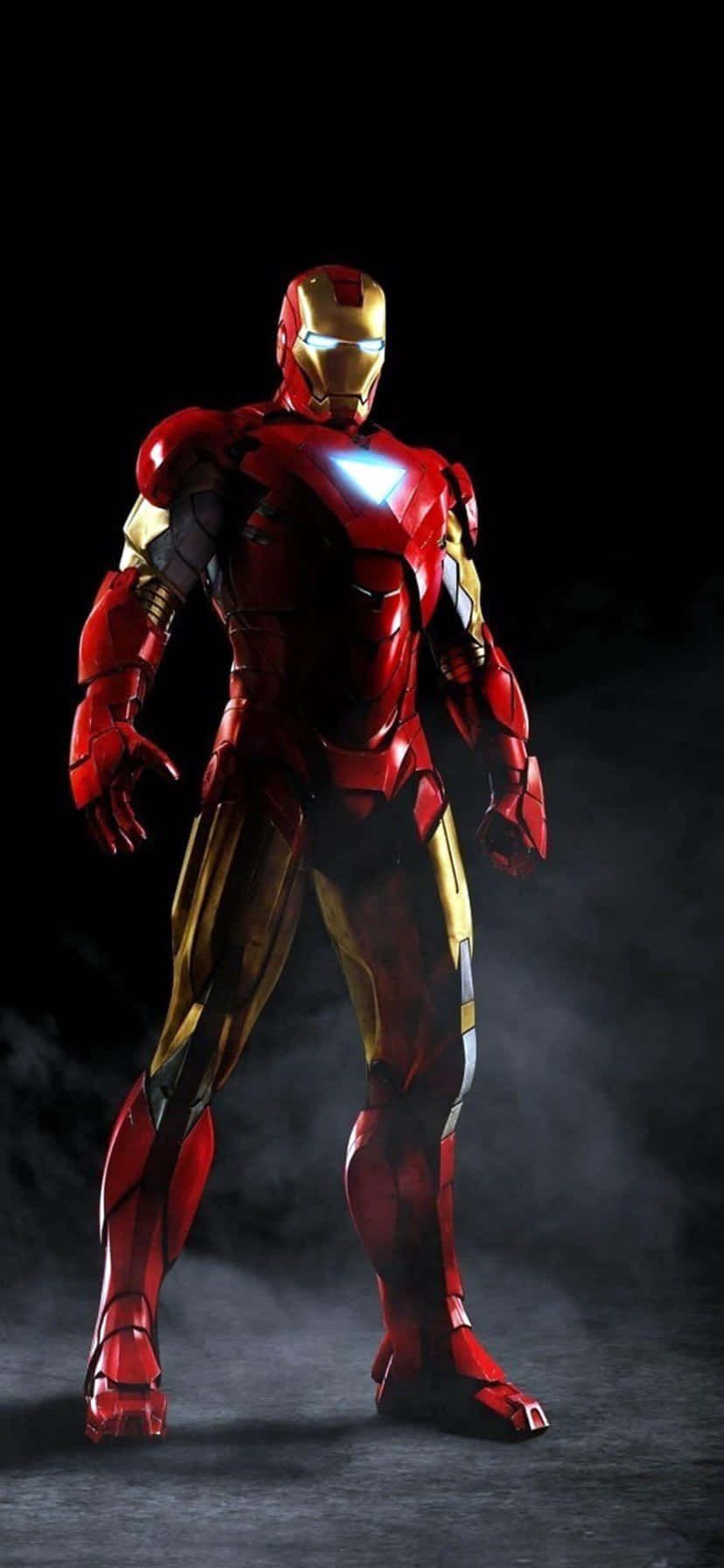Iron Man Armor Standingin Smoke Background
