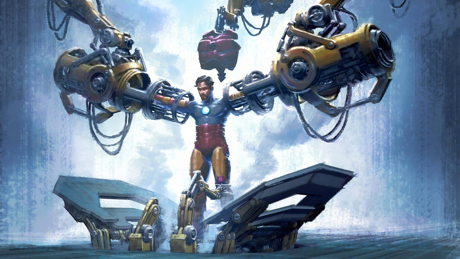 Iron Man Assembling Armor Background