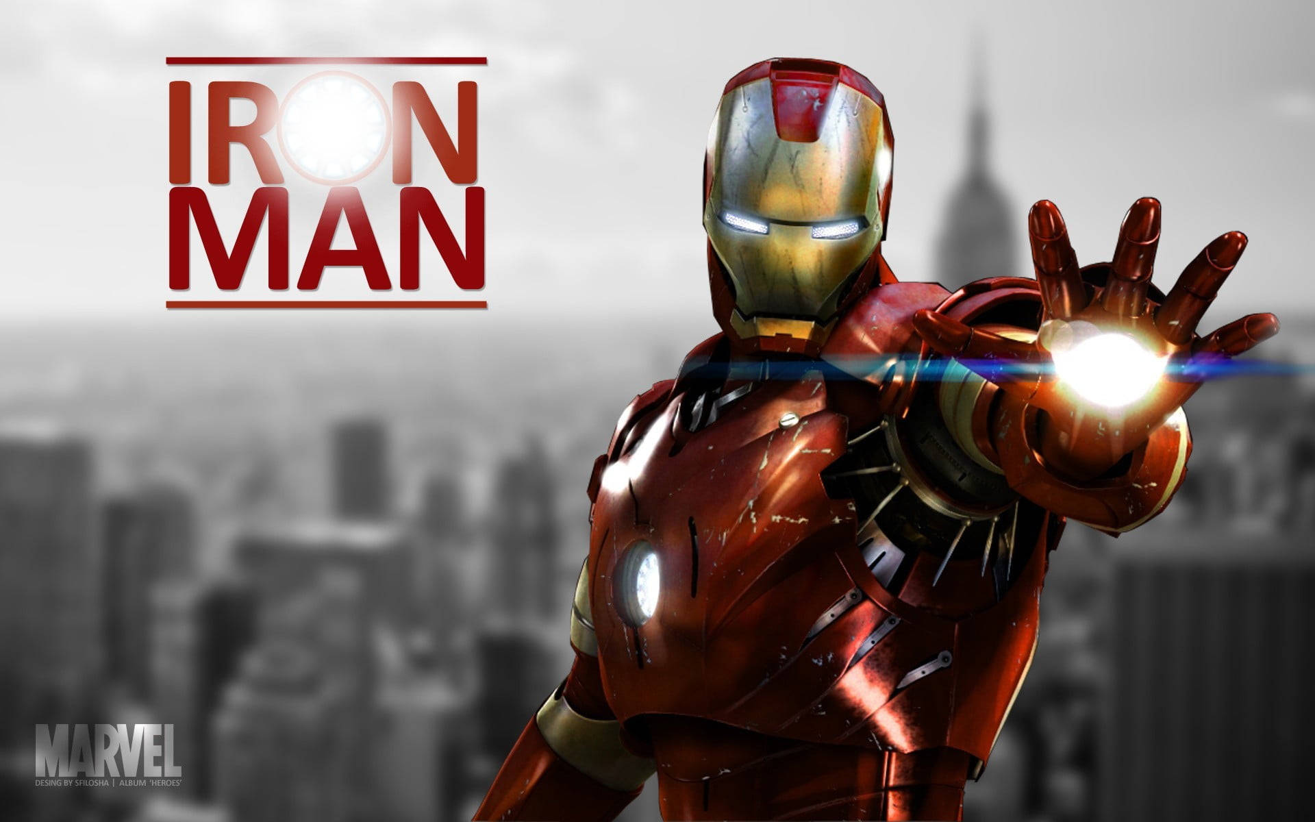 Iron Man Avenger 3d Grayscale Background