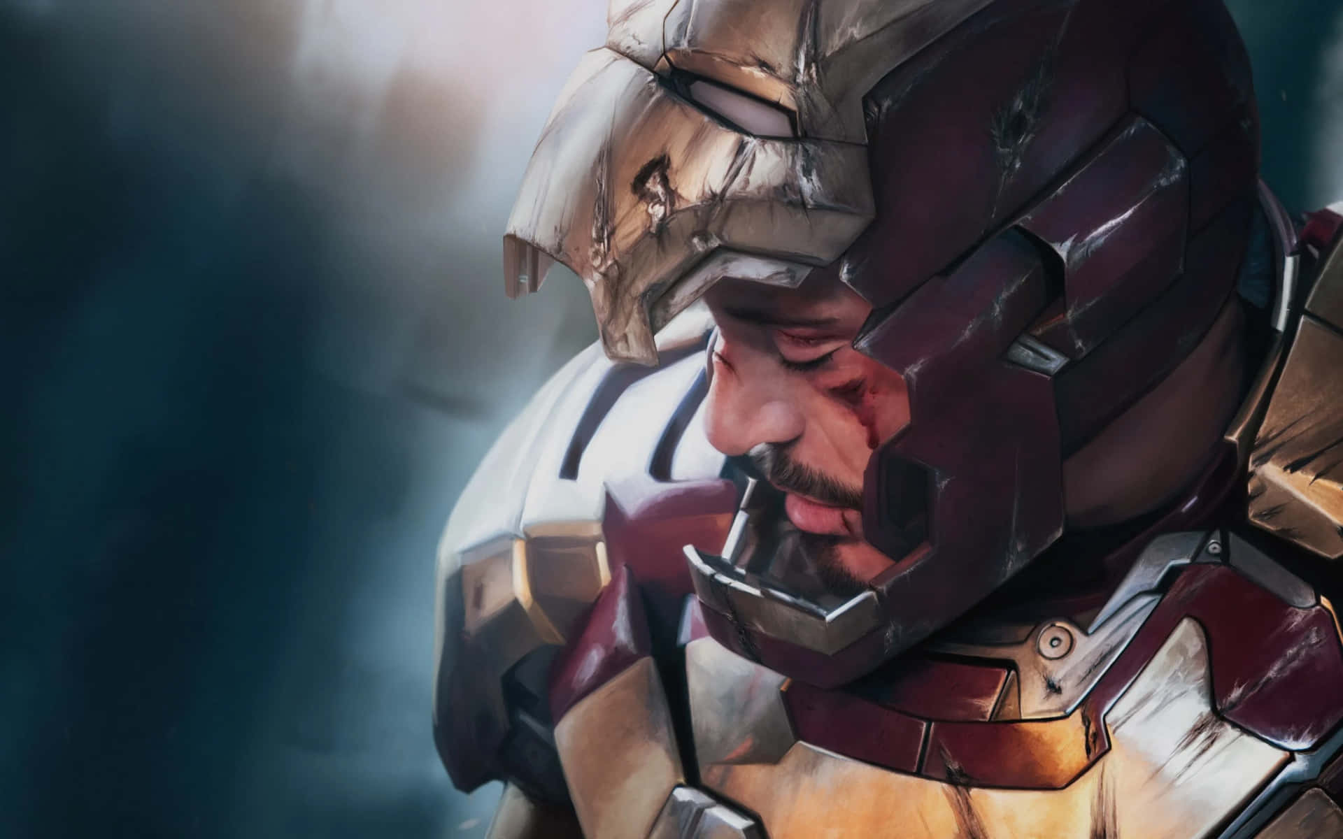 Iron Man Battle Damage Close Up Background