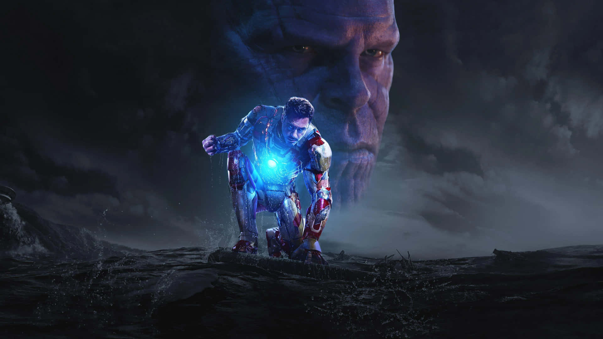 Iron Man Battle Stance Night Sky Background