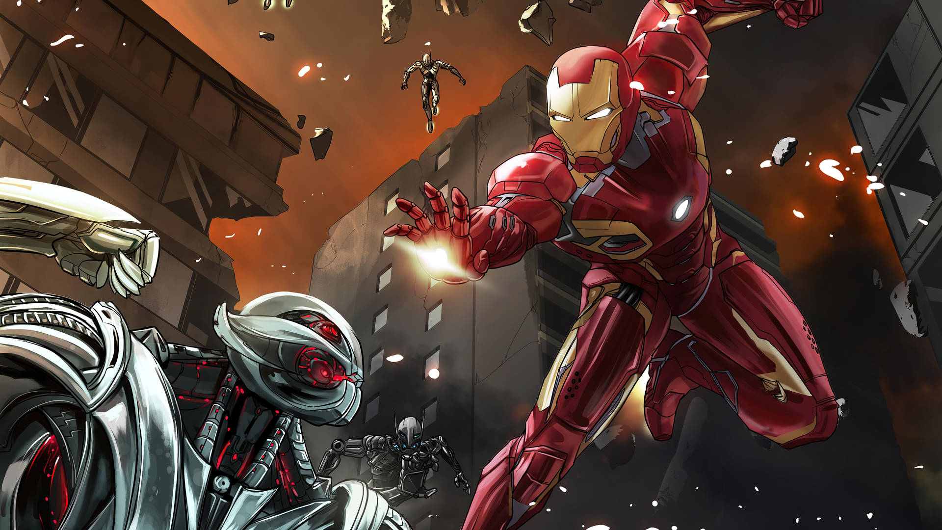 Iron Man Fighting Ultron Background