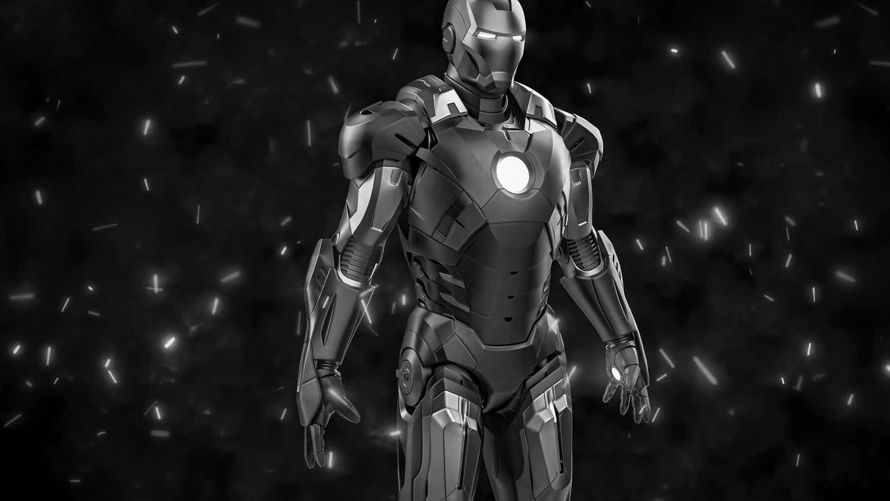 Iron Man In Black And White Background