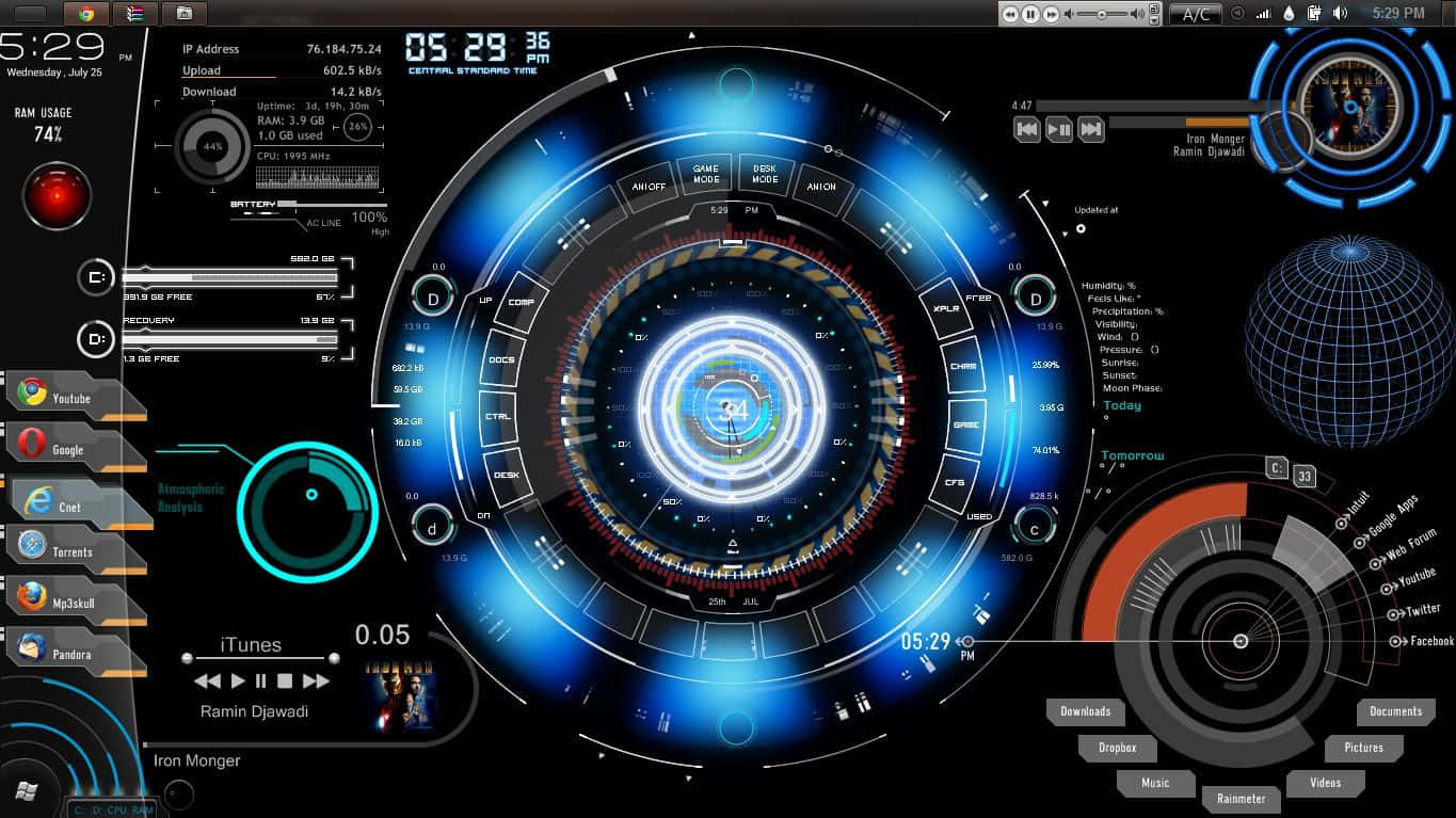 Iron Man Jarvis Desktop Arc Reactor Background