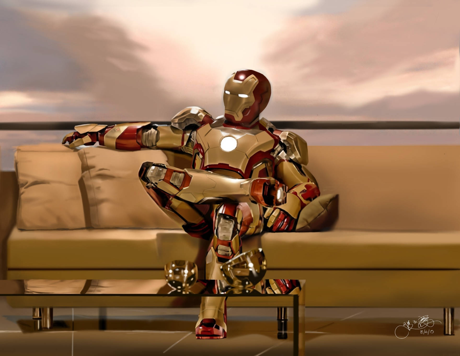 Iron Man Logo Gold Background