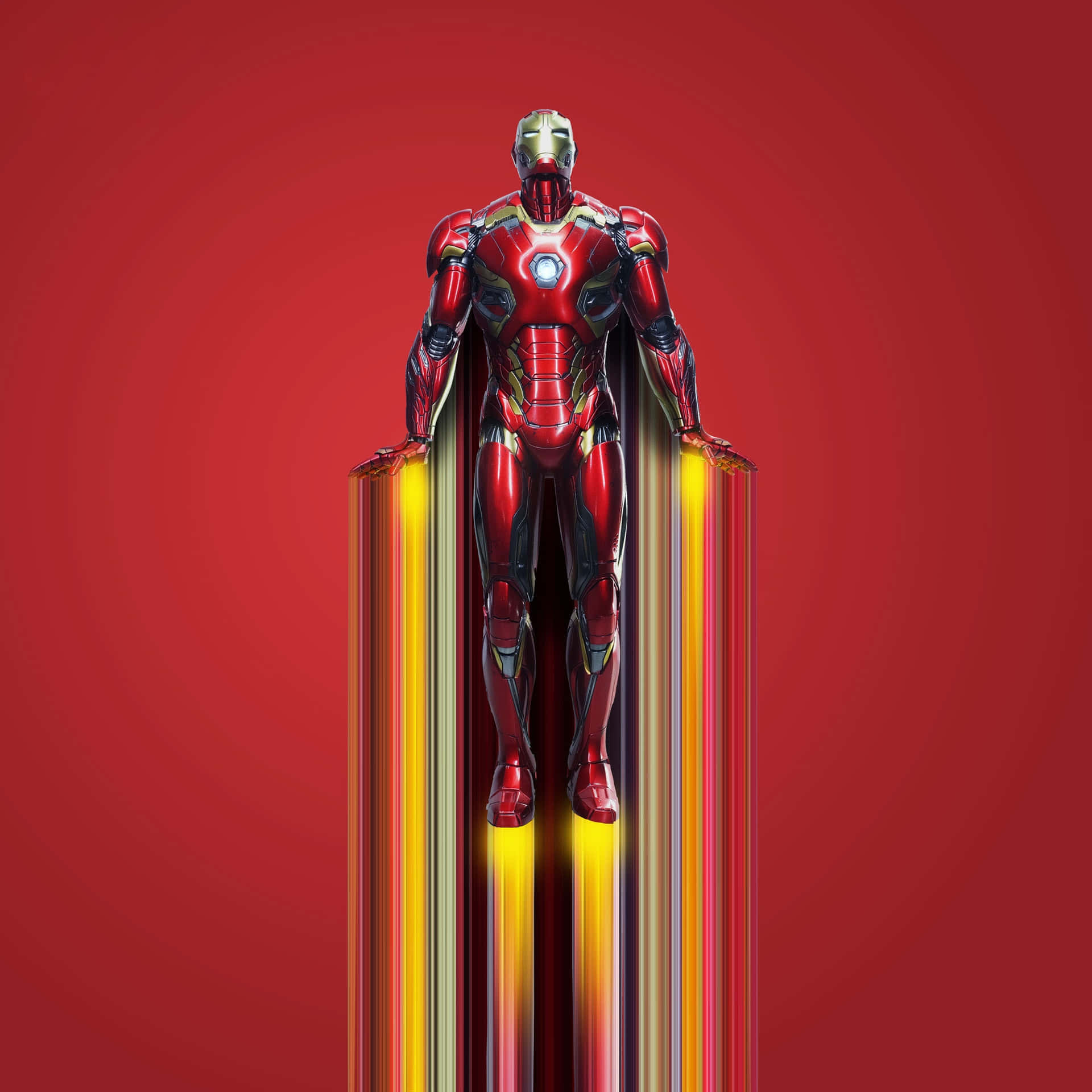 Iron Man Standing Against Red Background