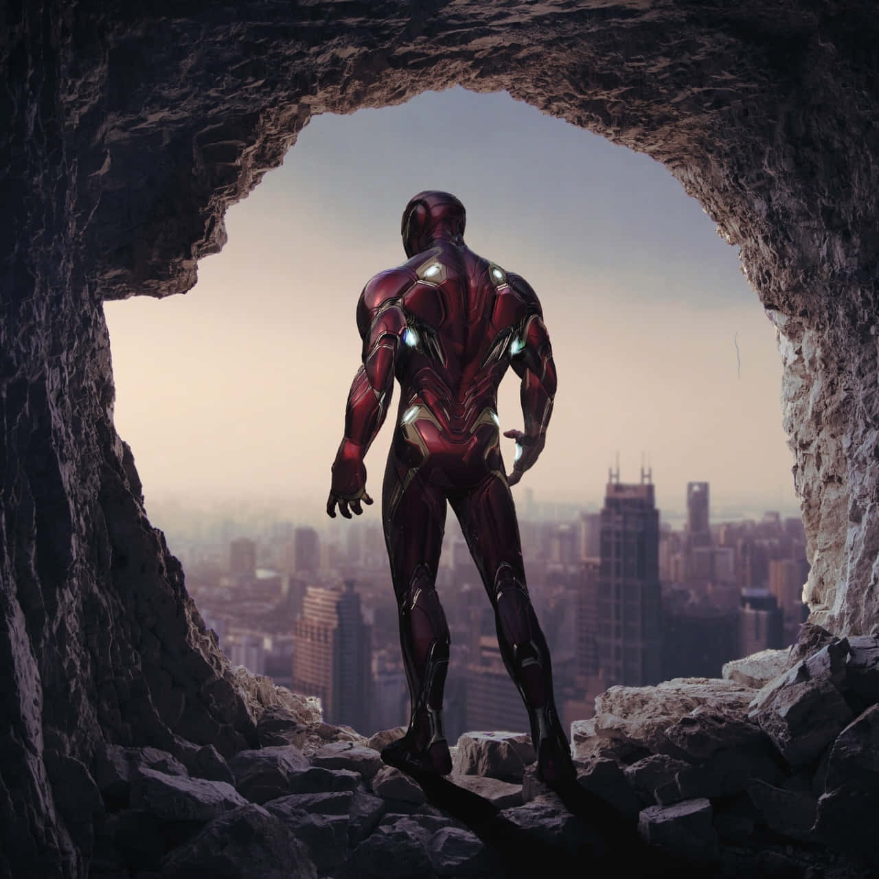 Iron Man Standingin Cave Entrance