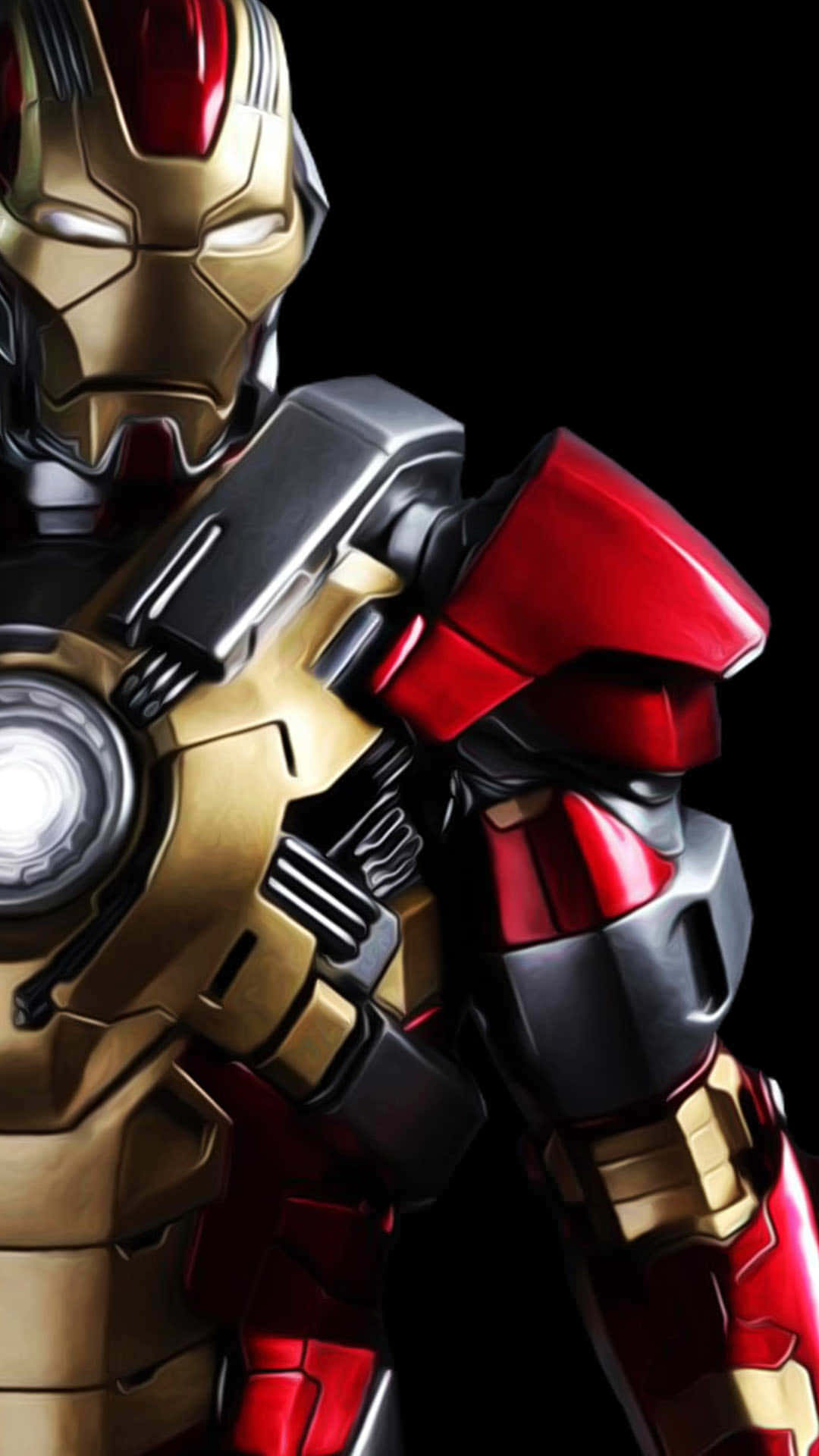 Iron Man Suit In Red And Gold Background