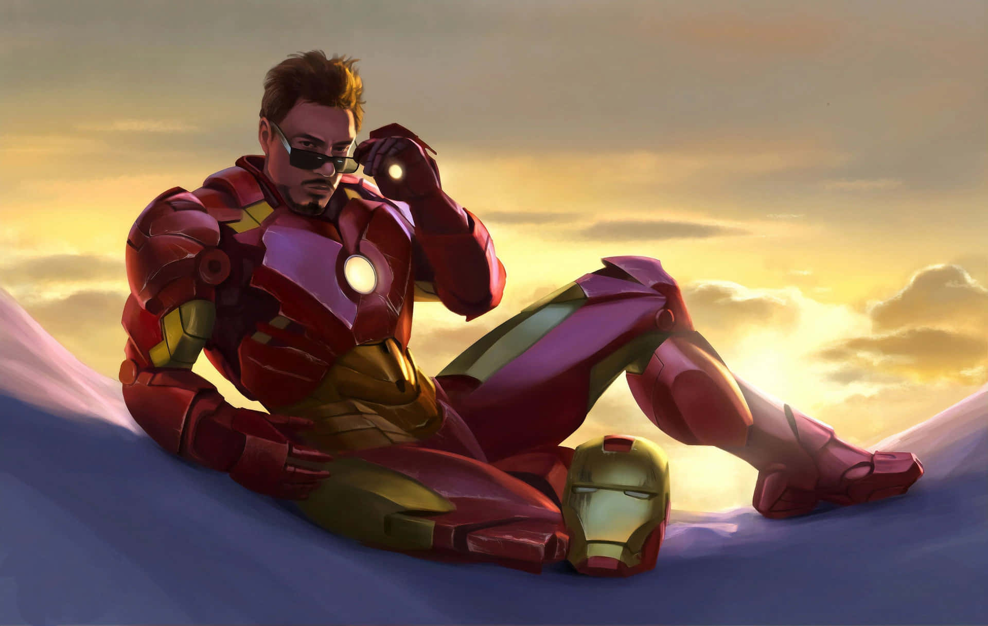 Iron Man Sunset Contemplation Background