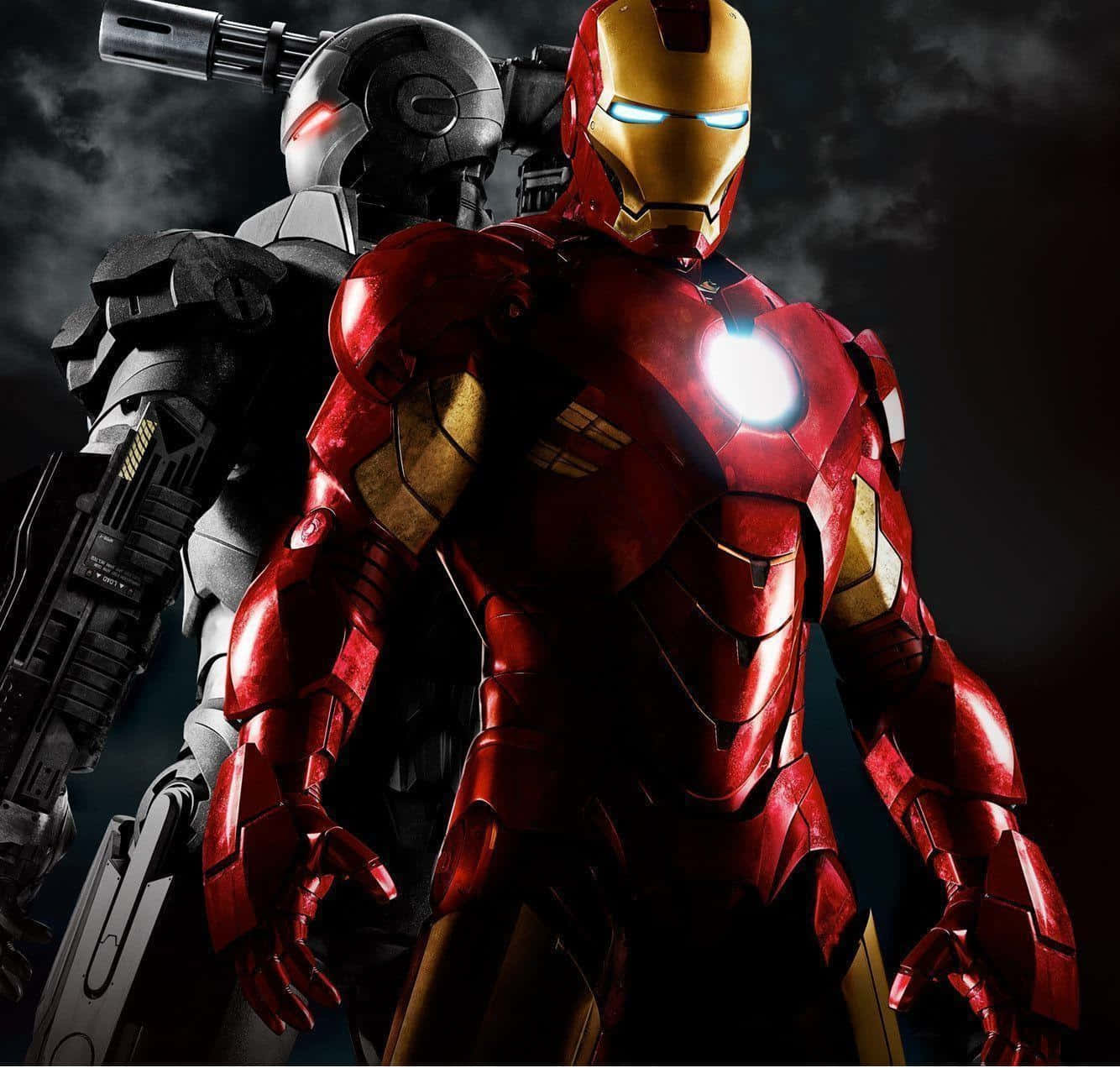 Iron Manand War Machine Standing Strong Background