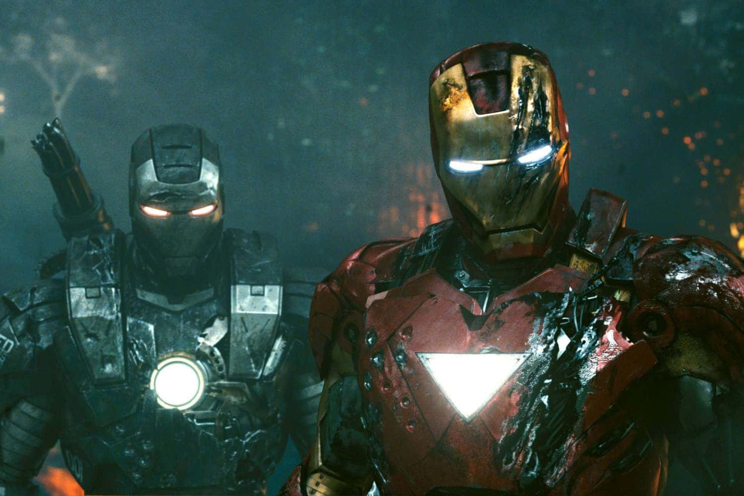 Iron Manand War Machine Standing Together Background