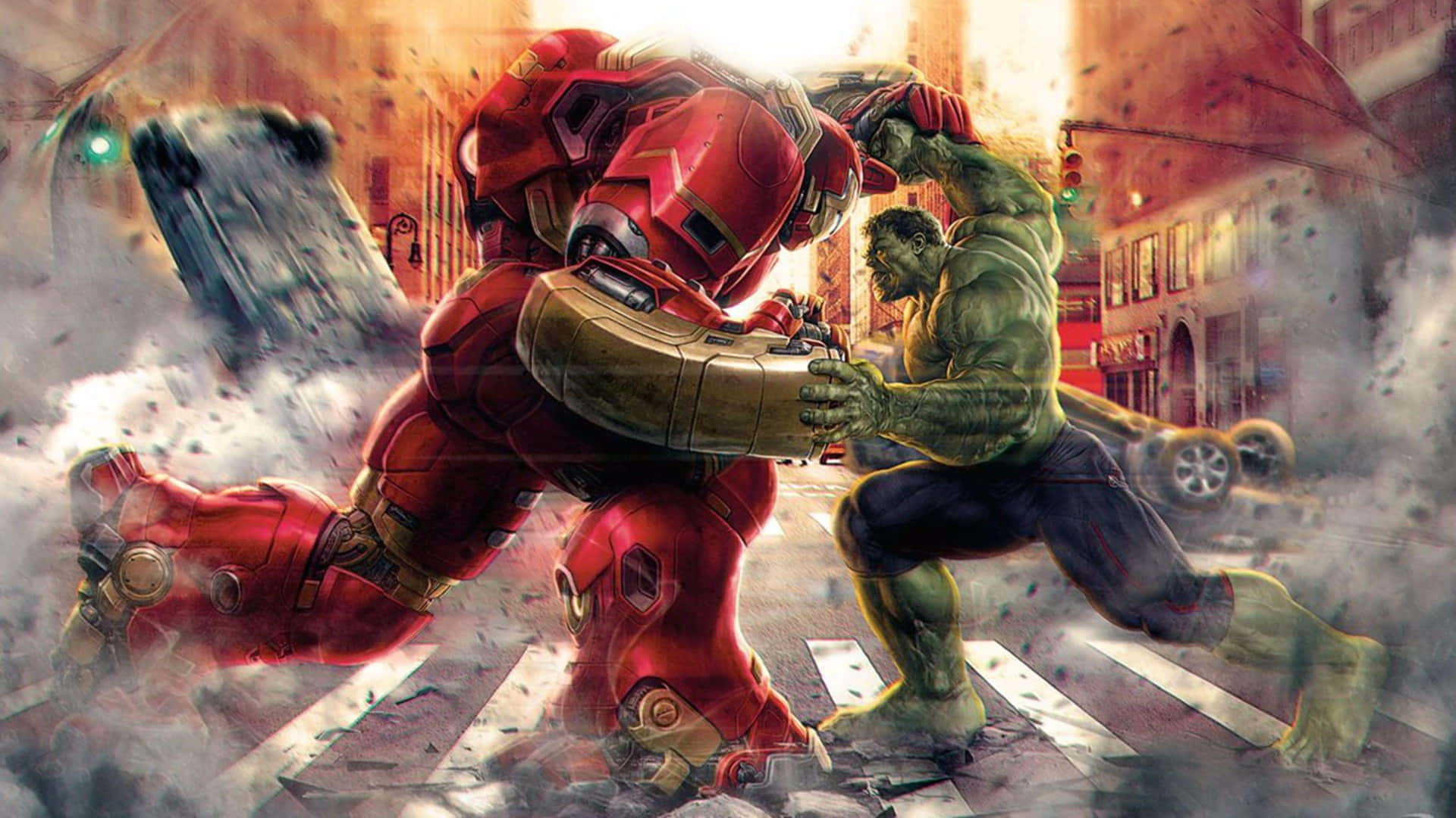 Iron Manvs Hulk Epic Battle Background