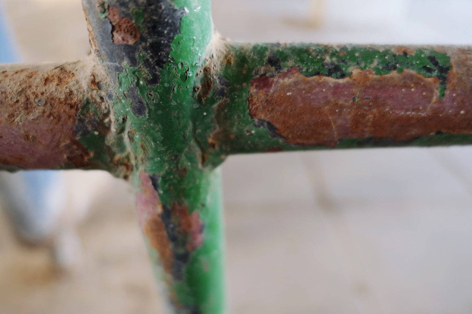 Iron Pipe With Green Rust Background