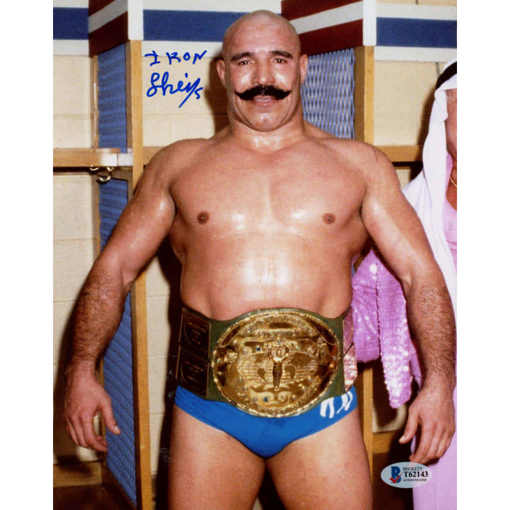 Iron Sheik Wooden Shelves Background