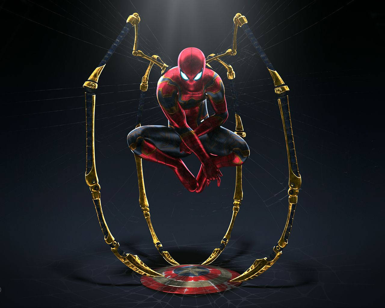 Iron Spider Claws And Captain America Shield