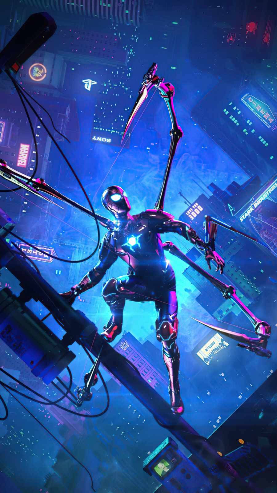Iron Spiderman Armor Cyberpunk Iphone X Background
