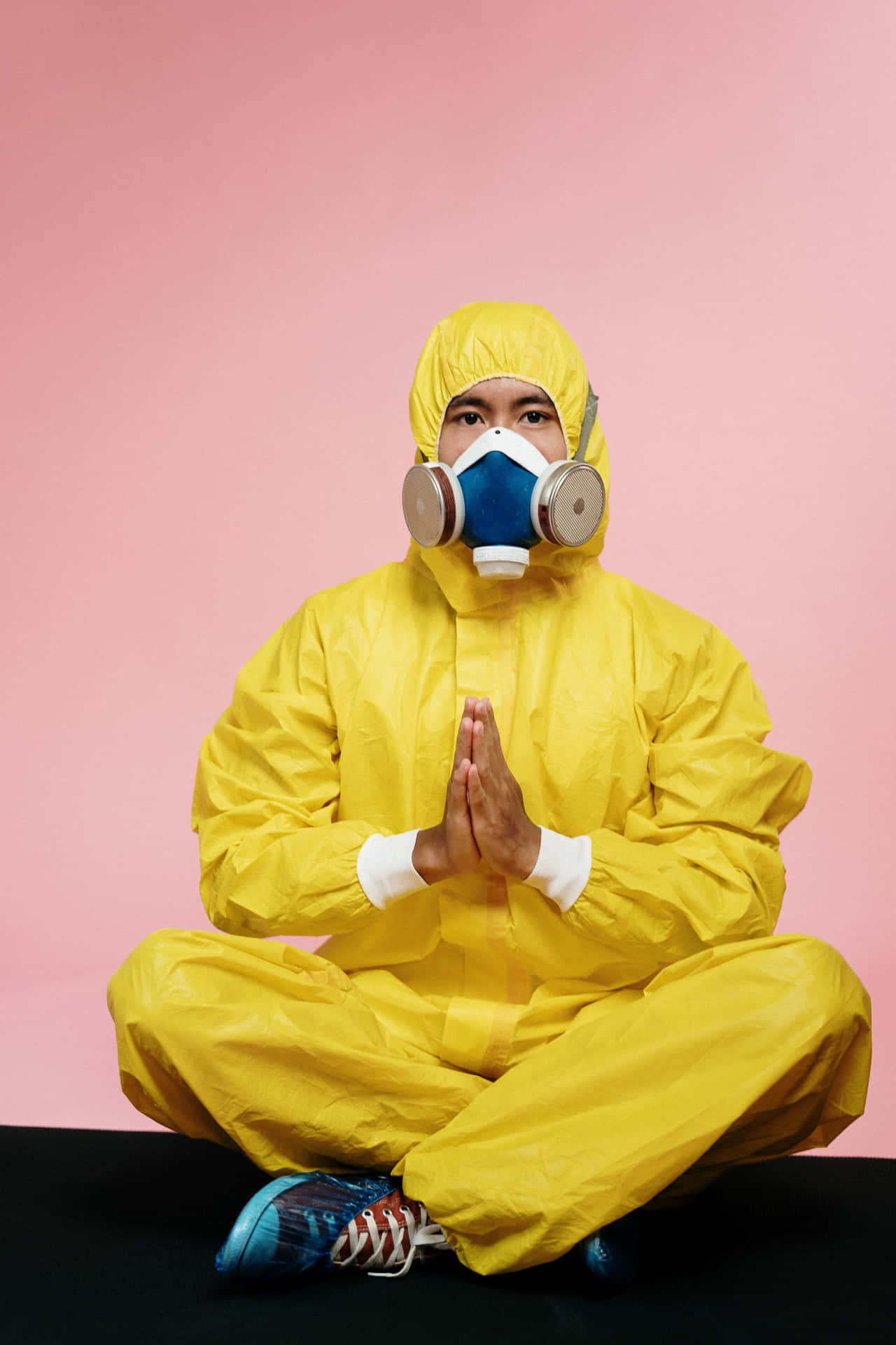 Ironic Image Of A Man With Yellow Suit And Mask