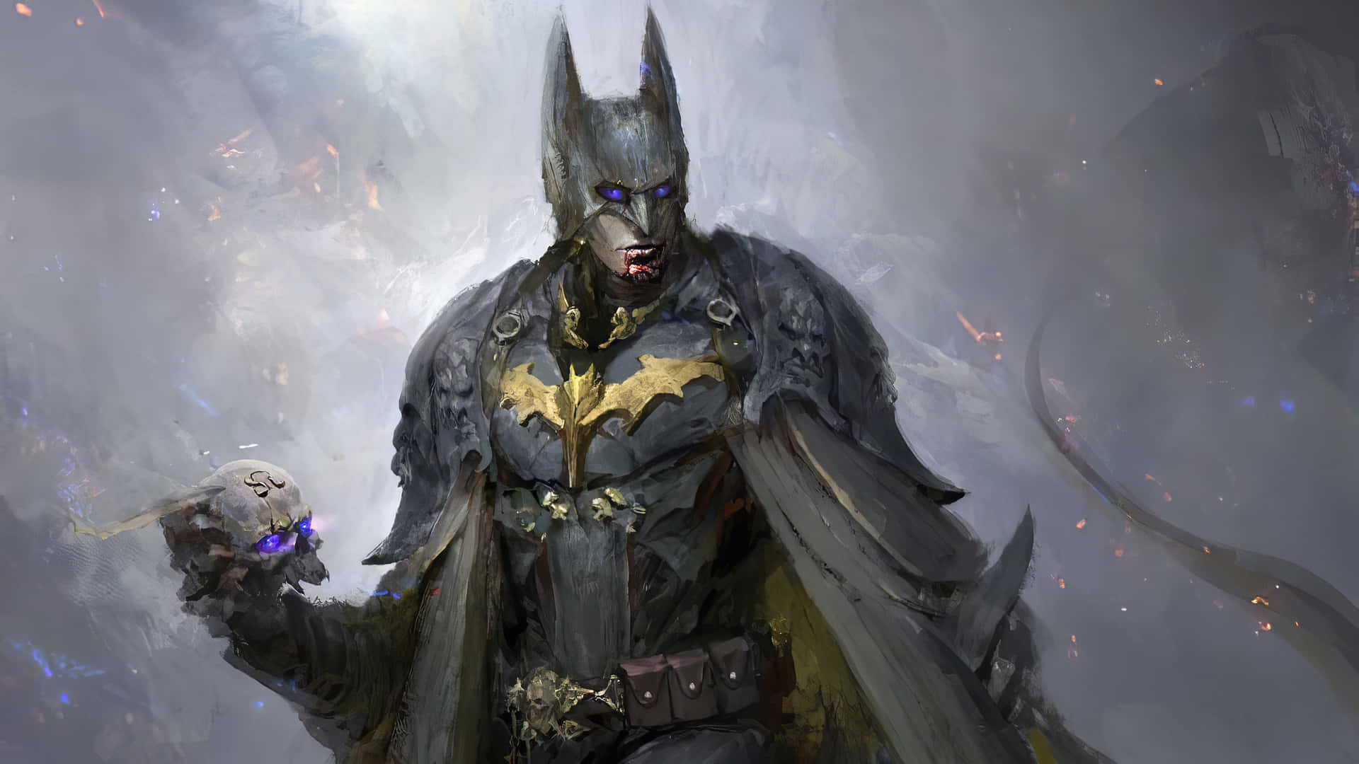 Ironic Image Of Batman Eating Skull Background